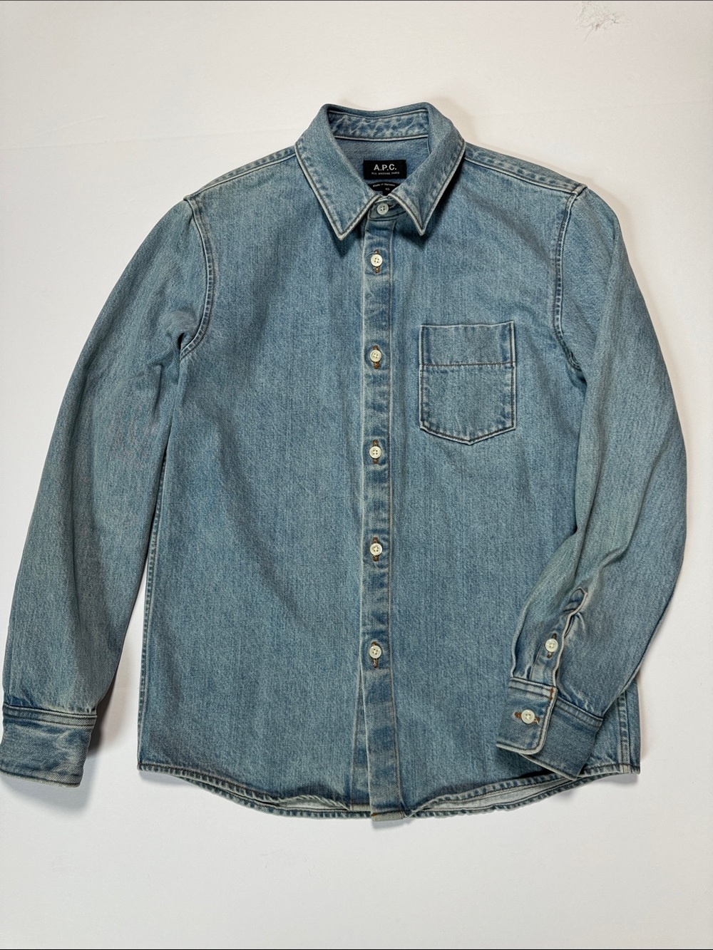 A.P.C. Light Wash Denim Button-Up Shirt Jacket High Quality Men's Unisex XS